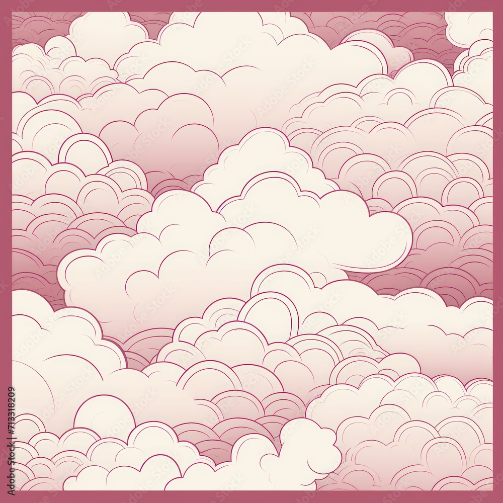 Ivory magenta and cloud cute square pattern