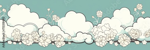 Ivory mint and cloud cute square pattern