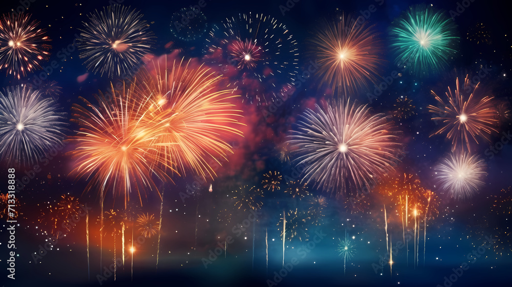 Beautiful creative holiday background with fireworks and sparkles Beautiful creative holiday background with fireworks and sparkles