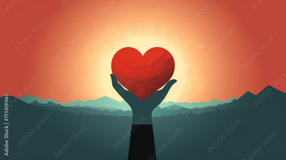 Fototapeta premium the red heart inspire viewers to reflect on the profound impact of generosity.