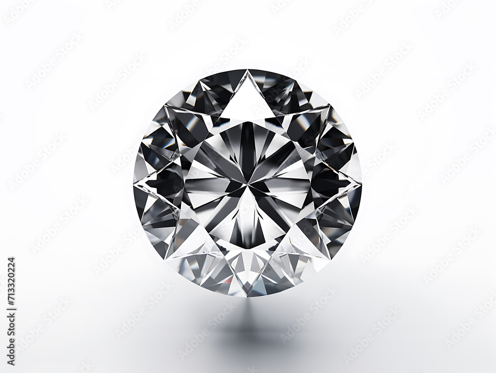 A close-up view of a beautiful diamond, isolated on a white-colored background. Created with Generative AI. A close-up view of a beautiful diamond, isolated on a white-colored background. Created with Generative AI.