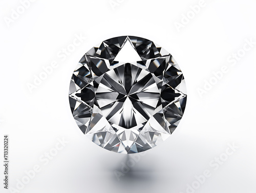 A close-up view of a beautiful diamond, isolated on a white-colored background. Created with Generative AI.