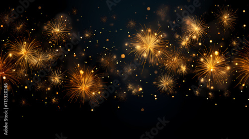 Happy New Year, burning fireworks with bokeh light background