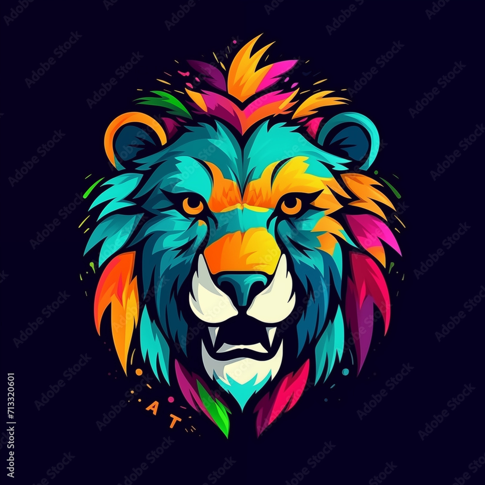 Colorful Roar: Lion Mascot Illustration Logo