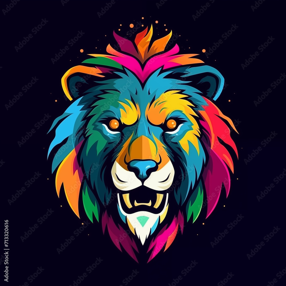 Colorful Roar: Lion Mascot Illustration Logo