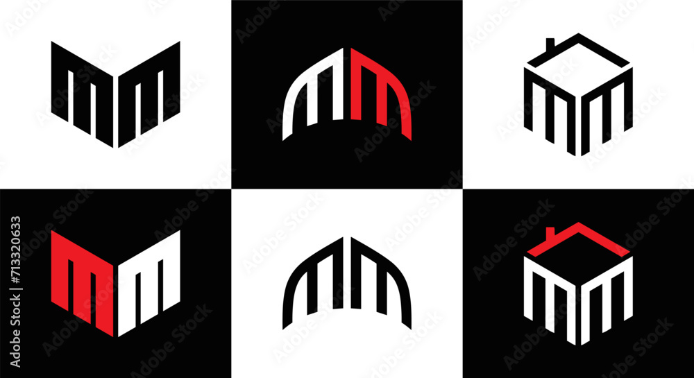 MM logo. M M design. White MM letter. MM, M M letter logo design. Initial letter MM linked circle uppercase monogram logo. M M letter logo vector design. MM letter logo design five style.	
