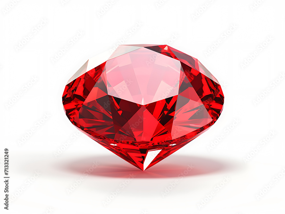 A charming large red ruby gemstone, isolated within the white-colored background. Created with Generative AI. A charming large red ruby gemstone, isolated within the white-colored background. Created with Generative AI.