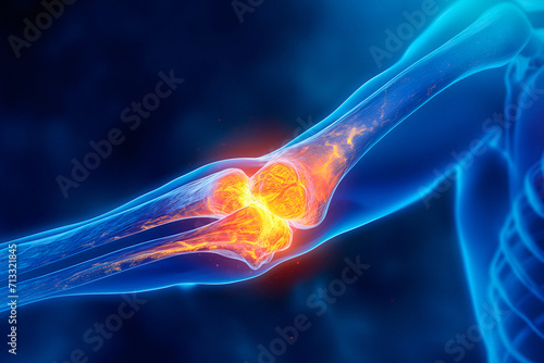 Pain Area In Elbow, Elbow Injury, Sport Arm Problem, Bone Cancer photo