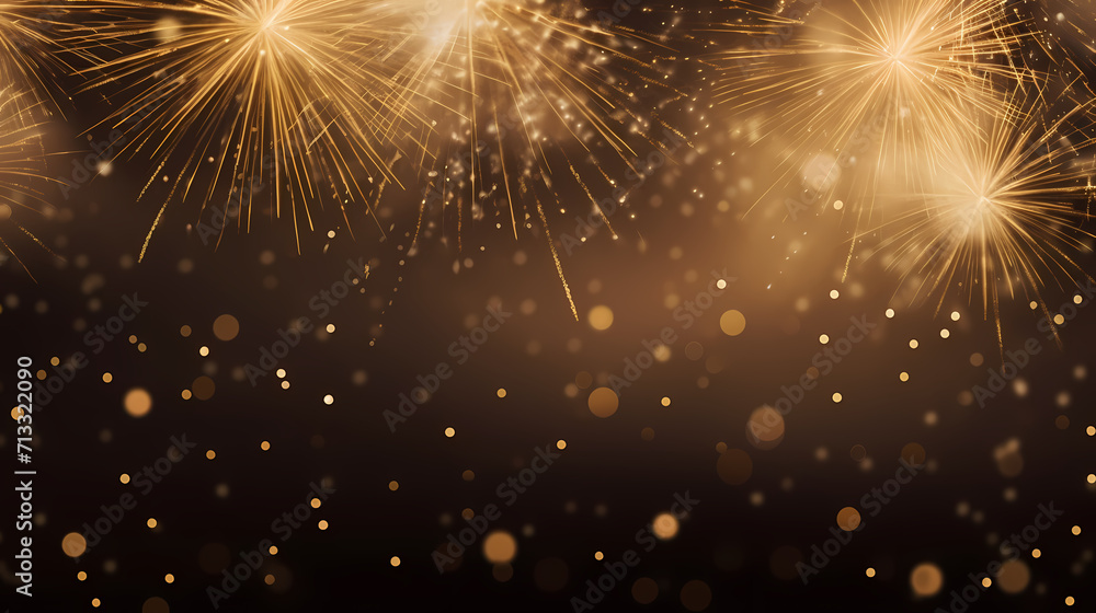 Obraz premium Beautiful creative holiday background with fireworks and sparkles