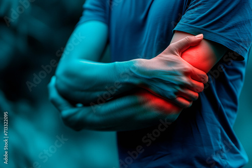 Man Has An Elbow Pain, Male Arm Injury, Painful Area Hand Discomfort Concept © Polina Zait