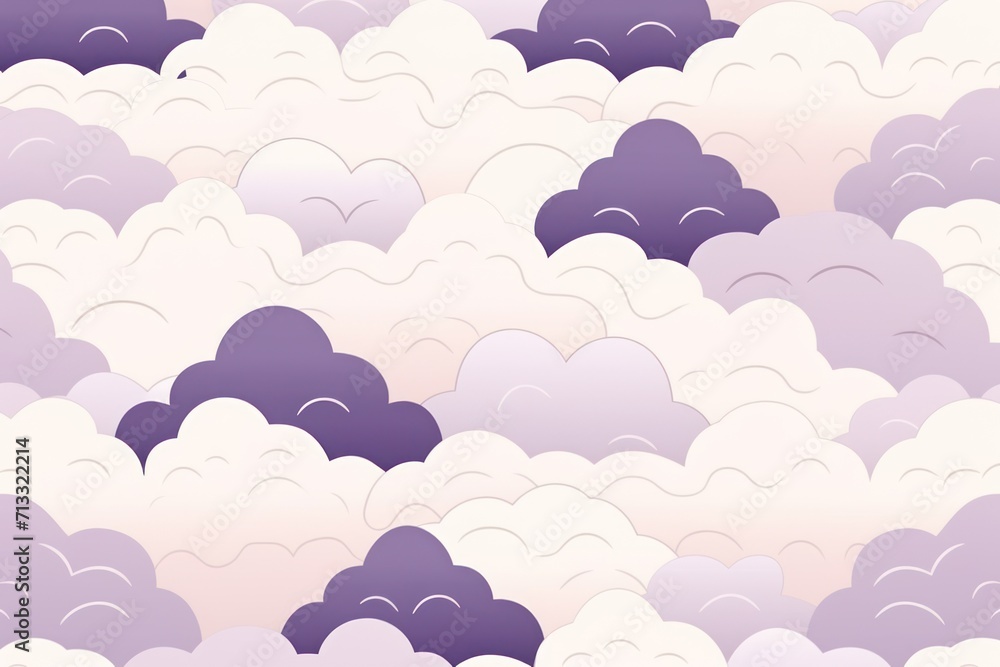 Ivory purple and cloud cute square pattern, in the style of minimalist line drawings