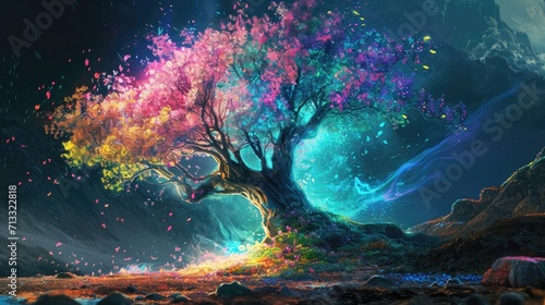 Fantasy landscape with magic tree © Олег Фадеев