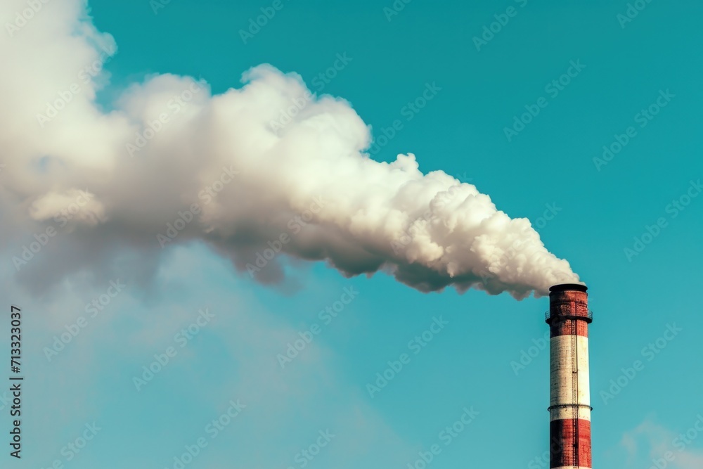 Landscape with a factory chimney releasing smoke, concept of environmental preservation. Landscape with a factory chimney releasing smoke, concept of environmental preservation.