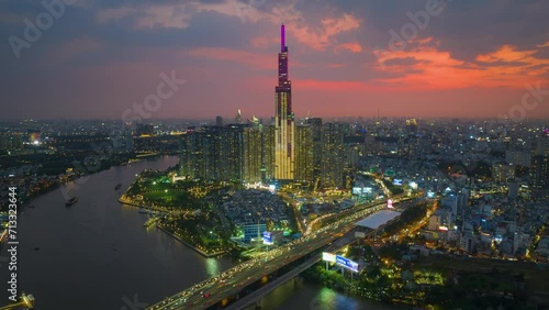 SAI GON, HO CHI MINH CITY, VIET NAM - Aerial Hyperlapse From Drone	