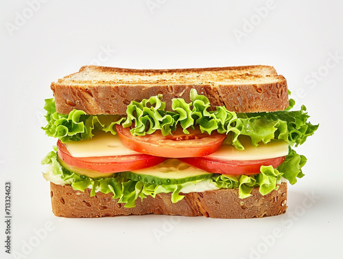 Sandwich isolated on white background in minimalist style.