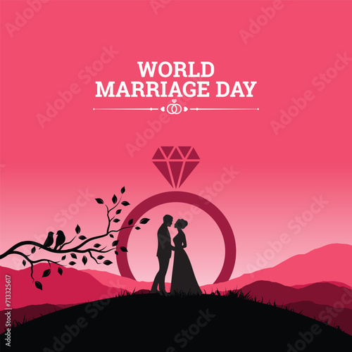 Typography concept design for World Wedding Day creative romantic editable design, banner, poster, vector illustration. A partner emphasizes beauty and loyalty, wedding logo, Valentine's Day concept