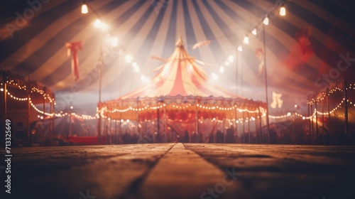Carnival tent with round arena scene, amusement show. Round circus arena photo