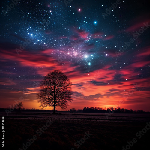 sky atmosphere theme design illustration at night