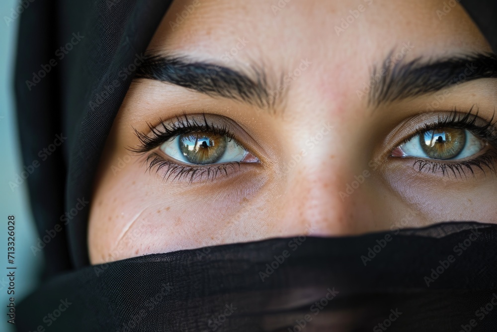 Close up of a beautiful Muslim woman's face, culture and religion concept. Close up of a beautiful Muslim woman's face, culture and religion concept.