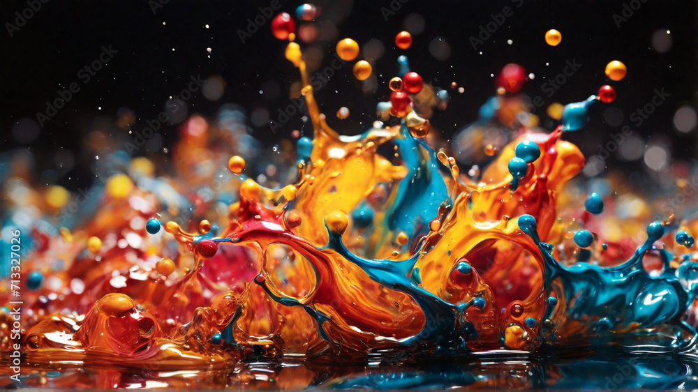 Abstract colorful liquid water splash