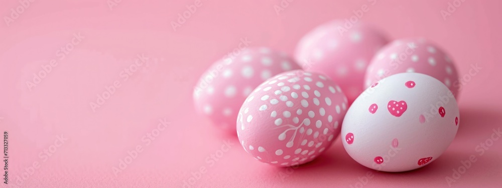 Pink background with easter eggs, concept of easter holiday and religion. Pink background with easter eggs, concept of easter holiday and religion.