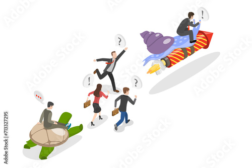 3D Isometric Flat Conceptual Illustration of Leadership Competition, Business Acceleration