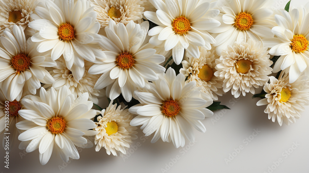Fototapeta premium Bouquet of white daisies on a white background