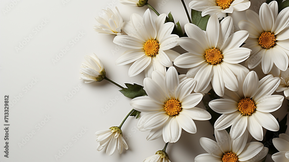 Obraz premium Bouquet of white daisies on a white background