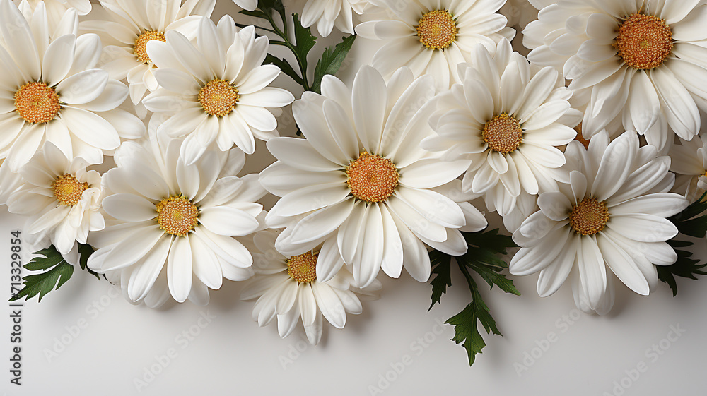 Fototapeta premium Bouquet of white daisies on a white background