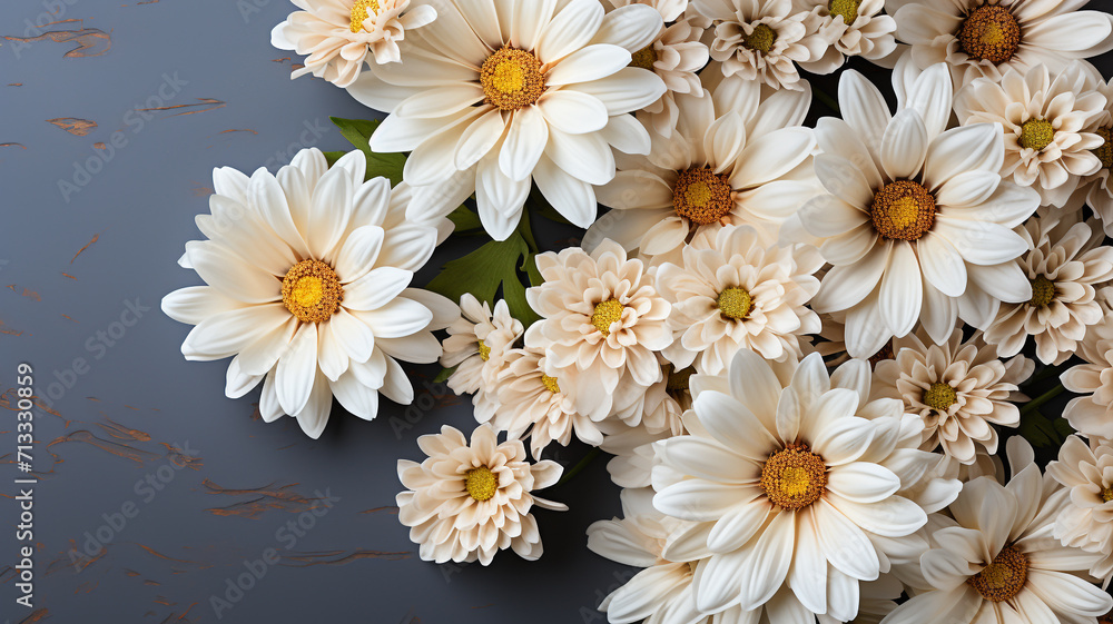 Fototapeta premium Bouquet of white daisies on a white background