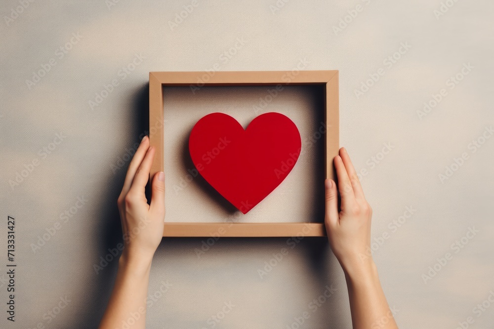a hand is holding a heart. happy valentine's day a hand is holding a heart. happy valentine's day
