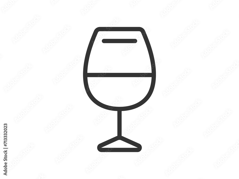 グラスに入った、ワインのアイコン(線画)のイラスト グラスに入った、ワインのアイコン(線画)のイラスト