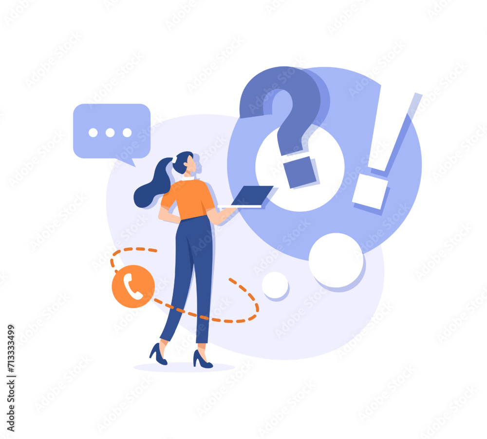 Woman and man ask questions and receive answers,People characters standing near exclamation and question marks Woman and man ask questions and receive answers,People characters standing near exclamation and question marks