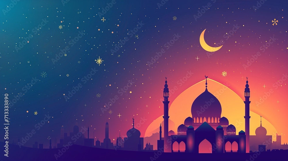 ramadan landscape background at night - AI Generated ramadan landscape background at night - AI Generated