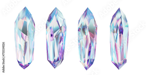 Fototapeta Naklejka Na Ścianę i Meble -  Crystal geometry shape set isolated background 3d rendering 