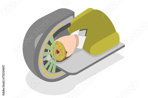 3D Isometric Flat  Conceptual Illustration of Gamma Tumor Cancer Treat Exam, X-ray MRI photo