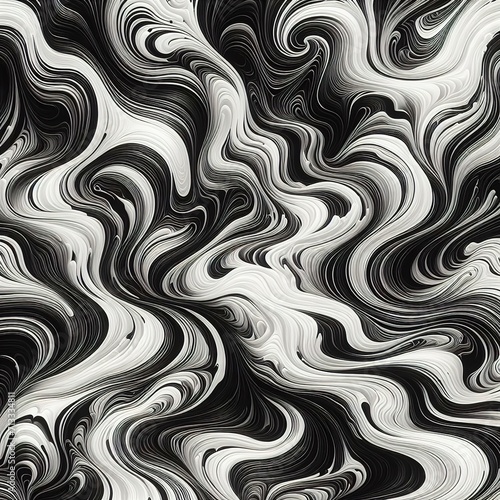 Black and white wave pattern backdrop with flowing liquid