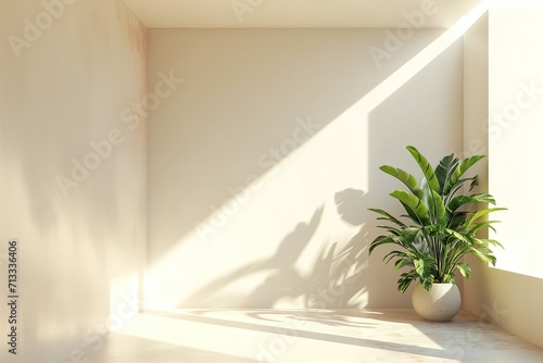 Minimal room and sun light with decorative background