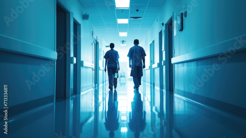 doctors walking up the corridor in hospital