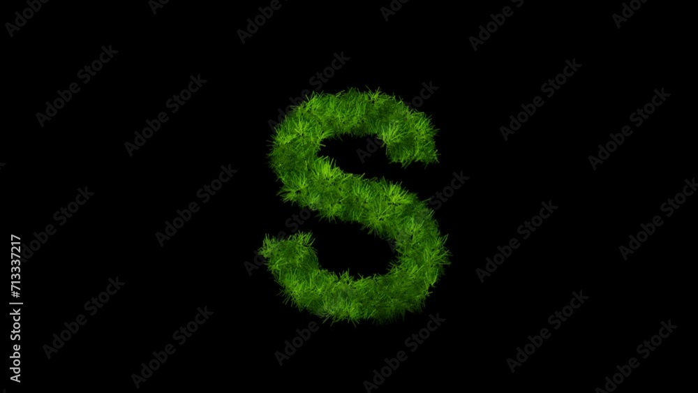 Letter S made of grass with alpha channel, alphabet in the form of green grass Letter S made of grass with alpha channel, alphabet in the form of green grass