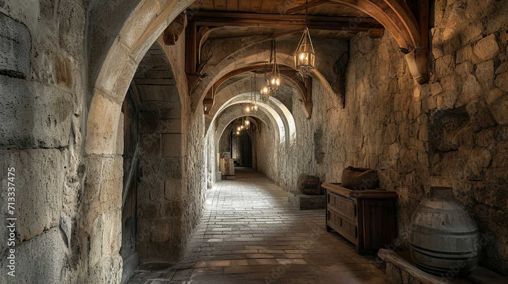 A corridor in the medieval fortress