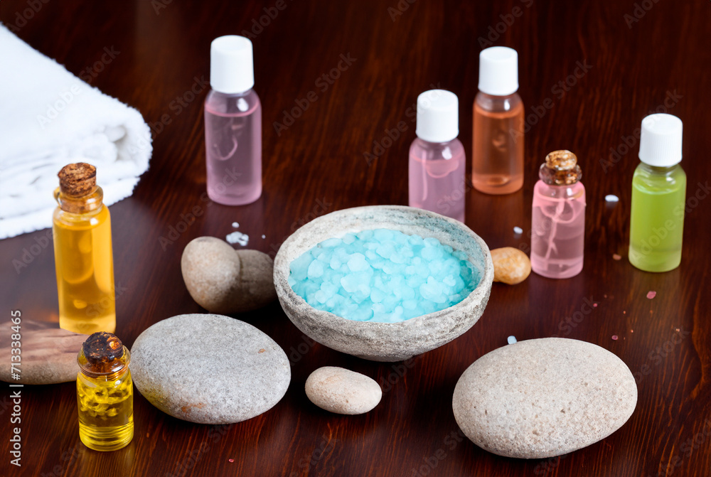 relaxing spa set of sea salt, oils and candles relaxing spa set of sea salt, oils and candles