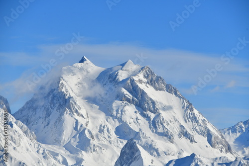 snow covered mountains in winter