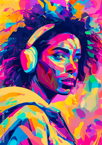 vector conceptual portrait of a beautiful woman in pop art style