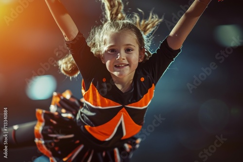 Energetic Cheerleading Performance Demonstrates Impressive Acrobatic Skills Of A Cheerful Girl