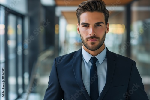 Determined Young Businessman Engages Camera With Unwavering Eye Contact