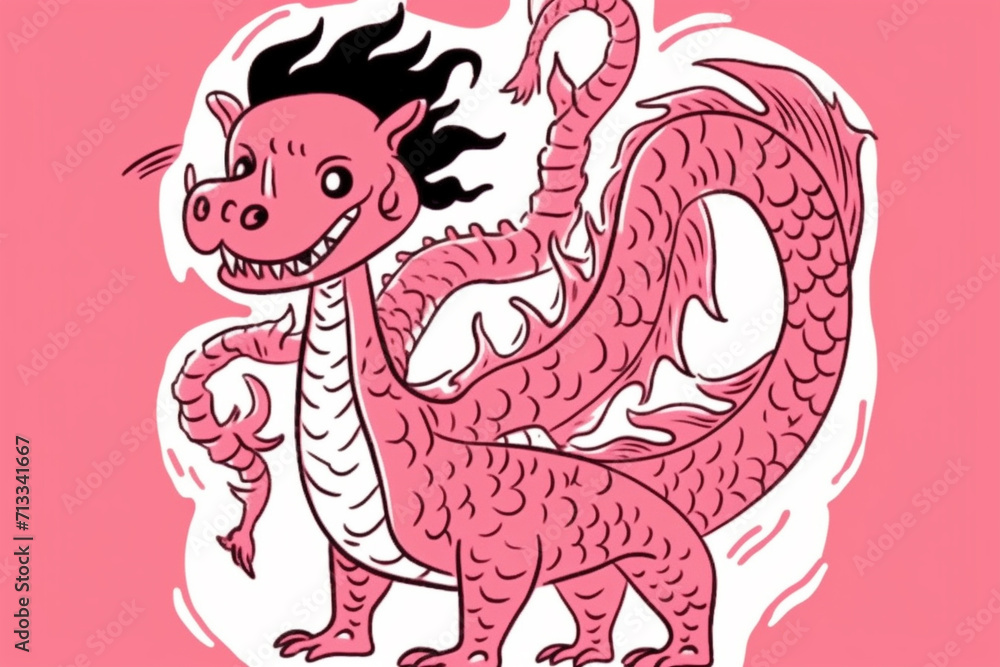 Obraz premium Cute pink dragon