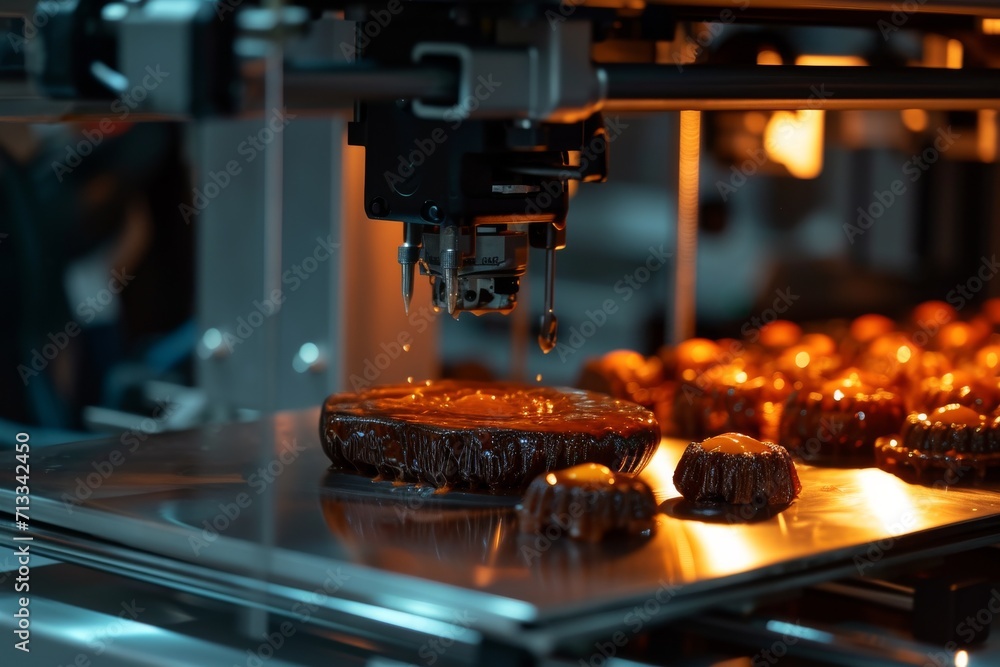 Advanced Manufacturing Demonstrated By A Metal 3D Printer Creating A Complex Food-Related Object Advanced Manufacturing Demonstrated By A Metal 3D Printer Creating A Complex Food-Related Object
