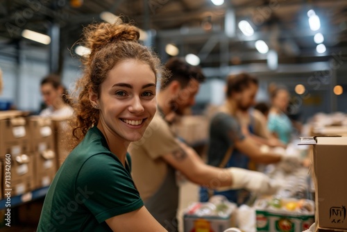 People Helping At Food Bank, Showing Compassion, Generosity, And Community Spirit photo