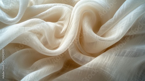 Imagine a Macro close-up top view of a delicate, sheer fabric, the texture soft and inviting, 1